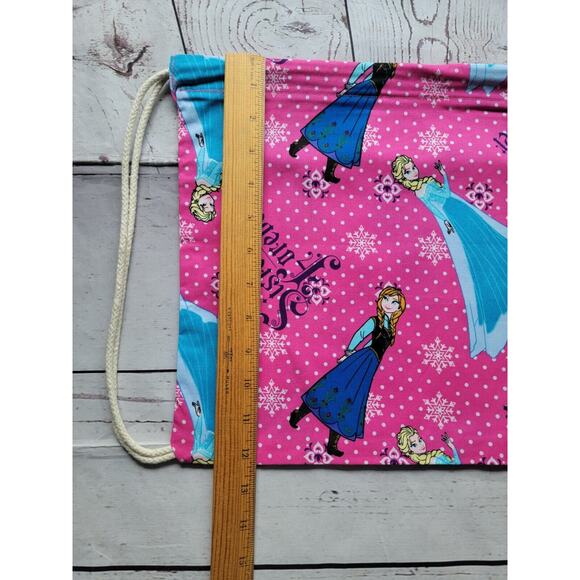 Handmade Kids Frozen Cotton Drawstring Bag Library Bag Travel Bag New - Picture 2 of 7